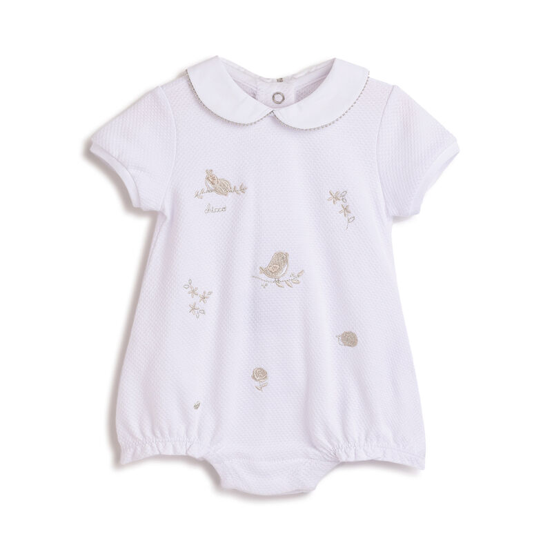 Girls White Printed Short Sleeve Rompers image number 0